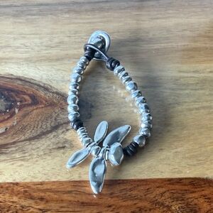 UNO de 50 Silver and Brown Beaded Bracelet